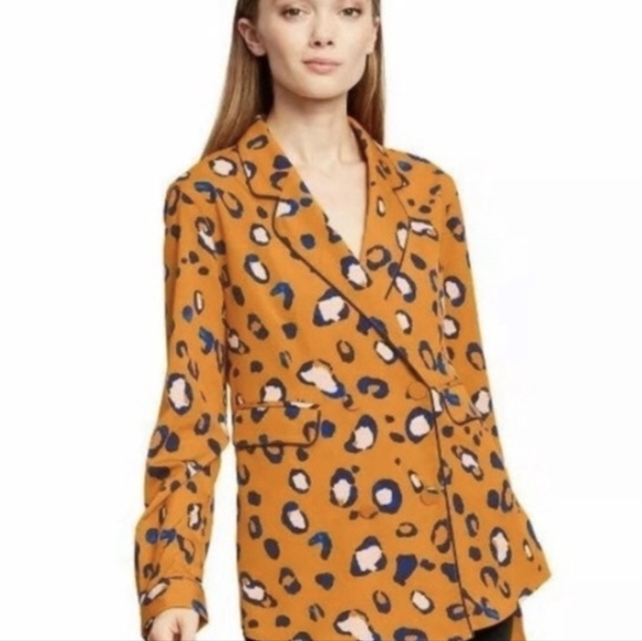 3.1 Phillip Lim X Target Orange Blazer Animal Leopard Print Long Sleeve Sz XS - Picture 2 of 9